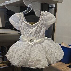White Sparkly Kids Dance Costume Dress